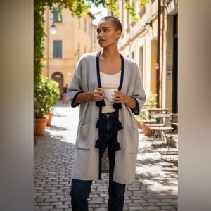 Roberta Roller‎ Rabbit Tassel Wool Blend Cardigan OS Grey